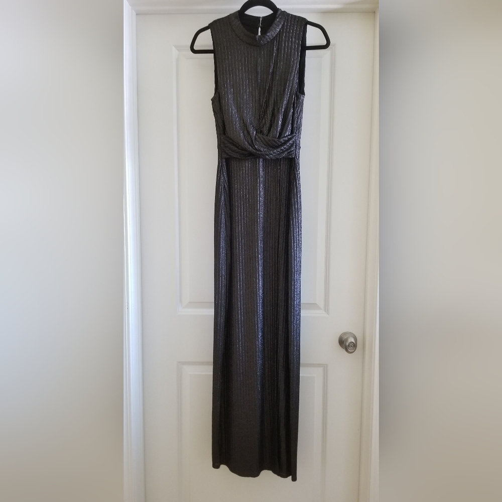 BCBGeneration Black/Silver/Gold Maxi Dress Size Small